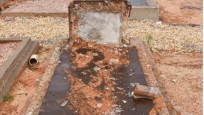 Vandals have targeted the Berri Cemetery, damaging memorials at more than 40 graves, including those of six children. Picture: GoFundMe