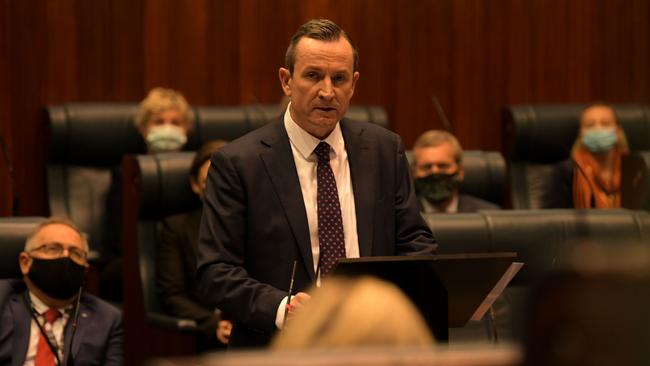 Mark McGowan delivers his state Budget in parliament in 2022. Picture: NCA NewsWire / Sharon Smith