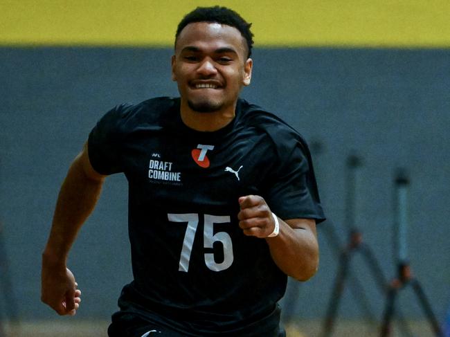 Benny Barrett testing at the state combine. Picture: Mark Brake/AFL Photos/via Getty Images