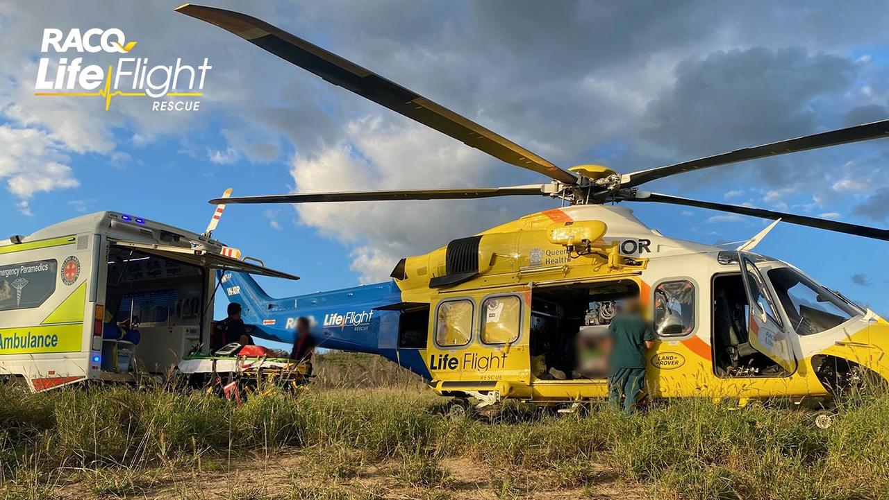 A man has been flown to hospital after he fell from a horse and hit his head on a property near Gayndah. Photo/RACQ Lifeflight