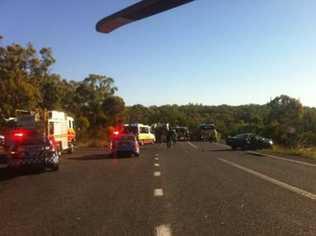 The scene of the fatal crash on the New England Highway, which claimed the life of a Tenterfield mother. RACQ Careflight Rescue. Picture: contributed