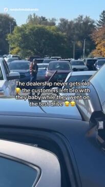 Parents leave baby at car dealership while they test drive a car