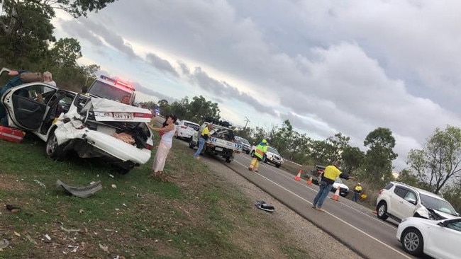 A multi-vehicle crash on the Bruce Highway near Yabulu is affecting traffic. Picture: Supplied