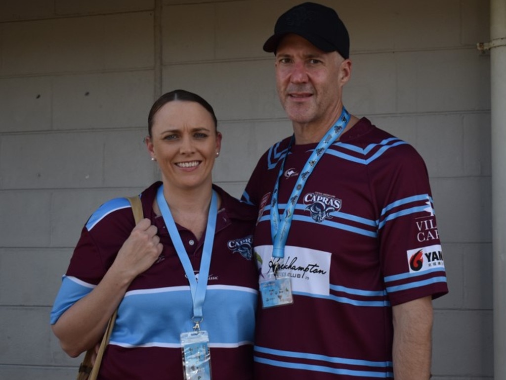 Lisa and Cameron Hunter at the CQ Capras versus Mackay Cutters games at Browne Park, Rockhampton, on June 24, 2023.