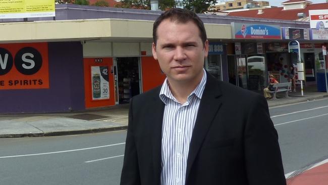 Ray White Commercial agent Steven King in front of Bayrose Plaza, Southport