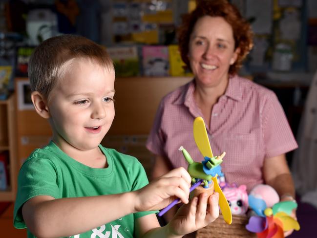 Dade Cowdray, 5,with centre director Sharon Kelly at the C&K Oonoonba Community Kindergarten. Picture: Evan Morgan