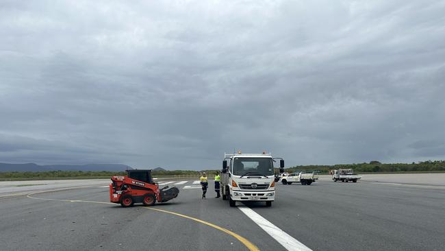 The team from Cairns Airport, along with other external business, worked throughout Monday to clear the runway.