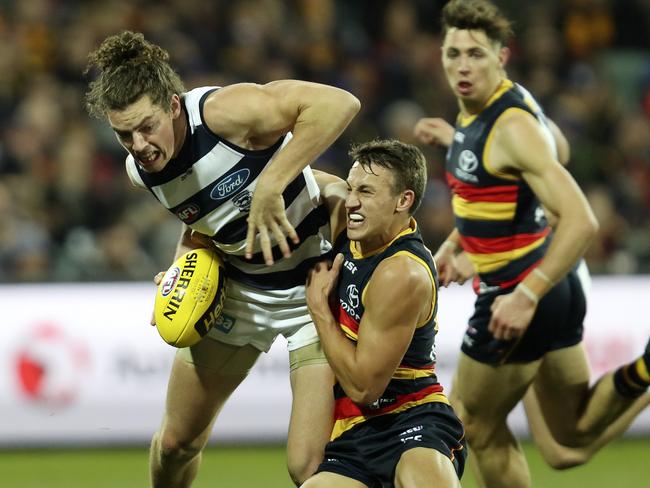 Wylie Buzza had a tough night against the Crows. Picture: Sarah Reed