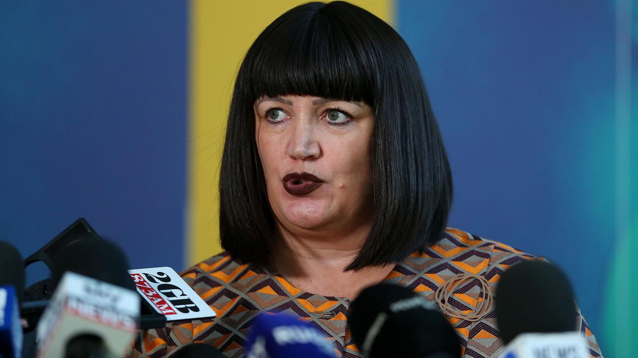 Rugby Australia chief executive Raelene Castle speaks to the media.