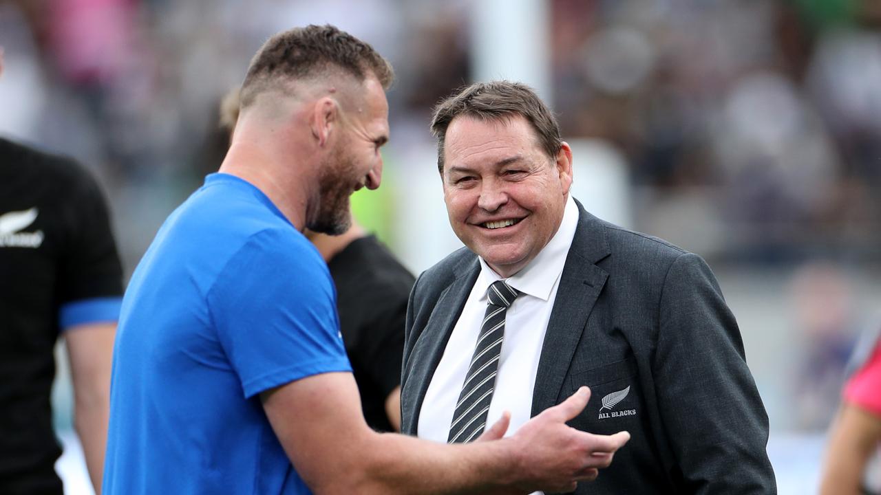 Kieran Read with Steve Hansen. Picture: Hannah Peters/Getty