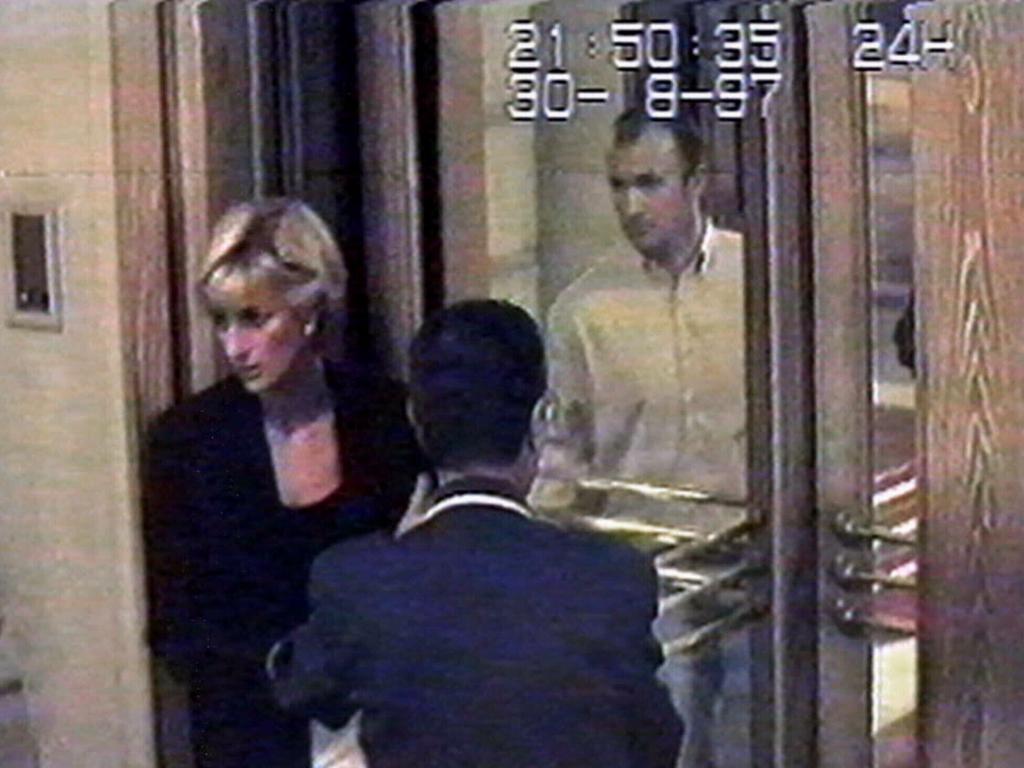 Hotel CCTV shows Diana, Princess of Wales, arriving at the Paris Hotel on August 30 1997.