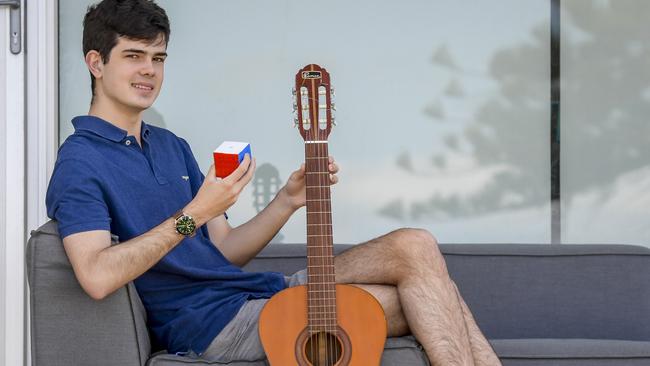 Speedcubing fanatic and physics enthusiast John Joseph Evans achieved an ATAR of 99.65. Picture: Roy VanDerVegt