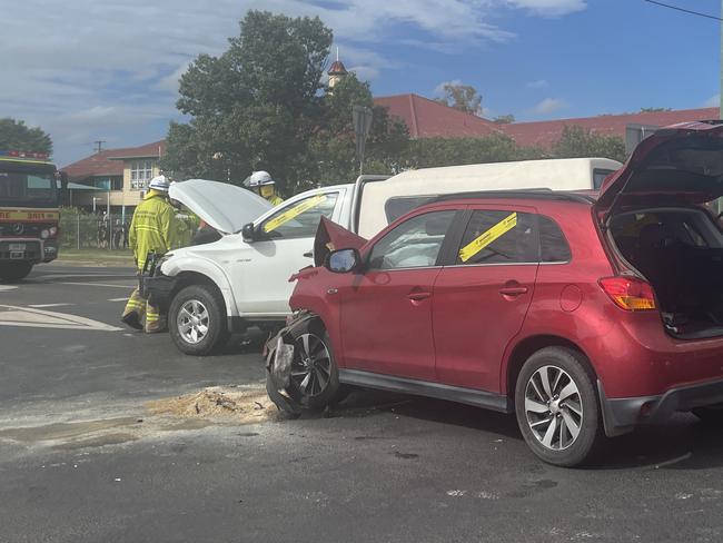 One person was taken to hospital after a crash in Roma at the notorious intersection of Quentin and Bowen Streets. Photo: Jacklyn O'Brien.