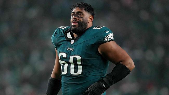 PHILADELPHIA, PENNSYLVANIA - DECEMBER 03: Jordan Mailata #68 of the Philadelphia Eagles walks off the field at halftime in the game against the San Francisco 49ers at Lincoln Financial Field on December 03, 2023 in Philadelphia, Pennsylvania.   Mitchell Leff/Getty Images/AFP (Photo by Mitchell Leff / GETTY IMAGES NORTH AMERICA / Getty Images via AFP)