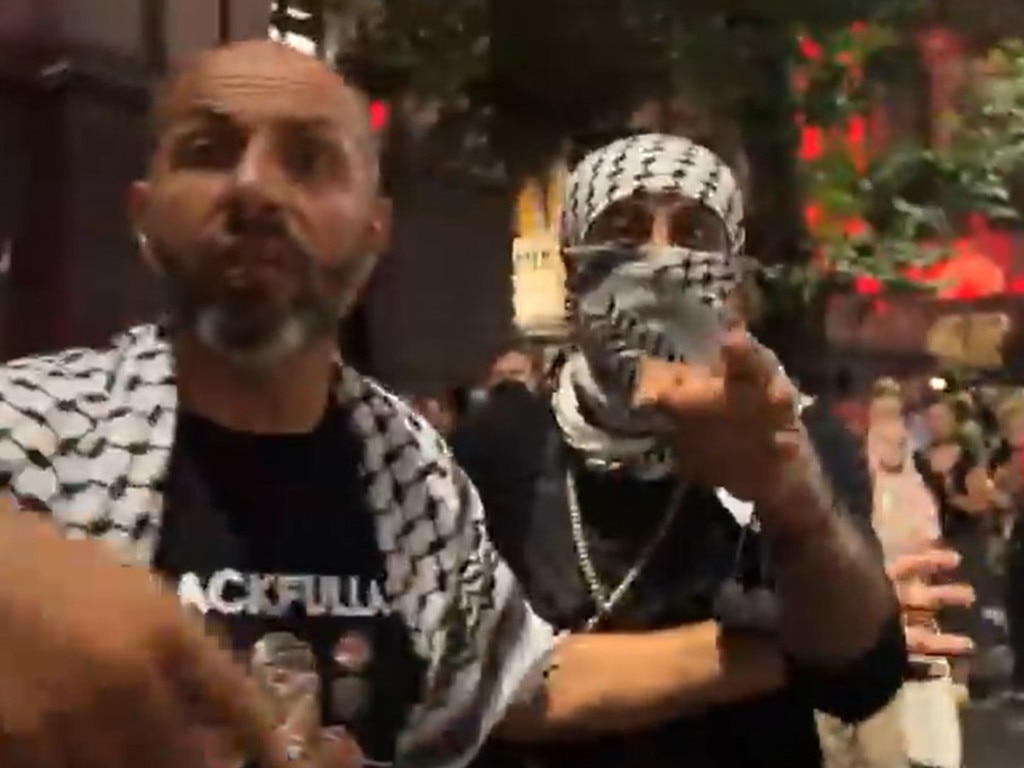 Pro-Palestine supporters outside Melbourne Town Hall on Tuesday night. Picture: Facebook/Rukshan Fernando