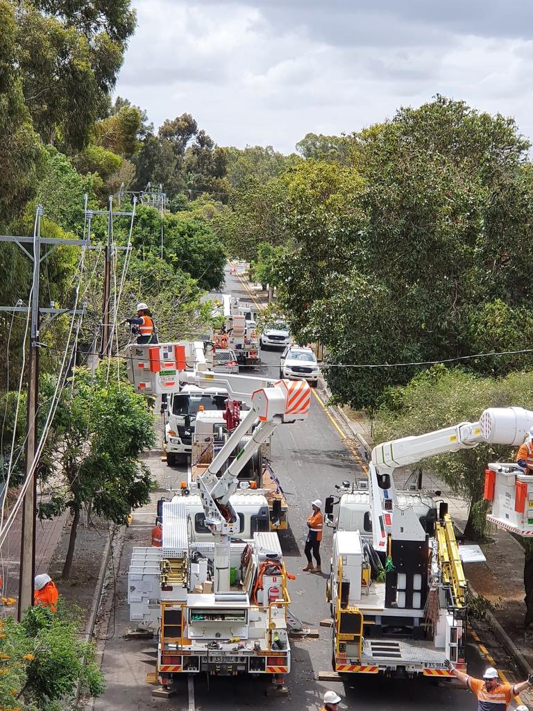 SA Power Networks crews working on restoring power in Marden. Picture: Supplied