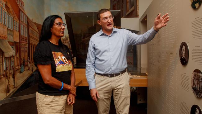 Peris with Jewish Coalition MP Julian Leeser at the Jewish Museum in Darlinghurst, Sydney.