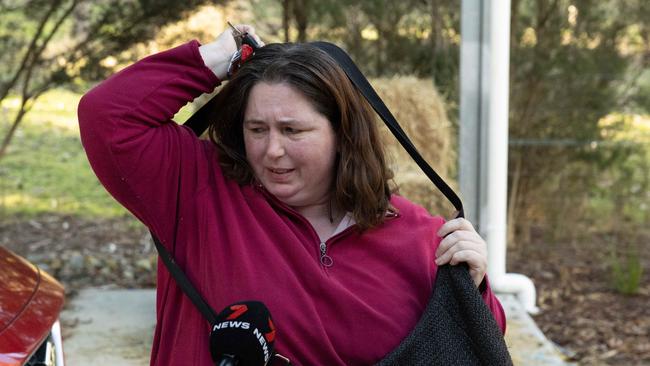 Erin Patterson arriving at her Leongatha home after three people died eating Death Cap mushrooms from a meal she had cooked. Picture: Jason Edwards