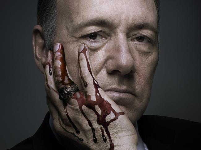 ONE TIME USE... STRICTLY FOR SWITCHED ON USE ONLY UNTIL MARCH 12, 2014. HOUSE OF CARDS: Robin Wright, Kevin Spacey Hocards S2 Ka Vert NotextHoc Kevinspacy Picture: Supplied