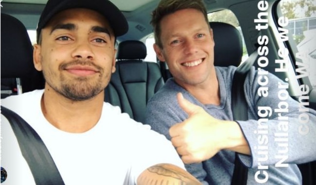 Brad Hill and Sam Mitchell “cruising across the Nullarbor”.