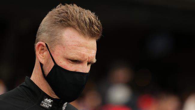 Nathan Buckley endured a difficult last campaign as Collingwood coach, leading to his midyear exit. Picture: Daniel Kalisz/Getty Images