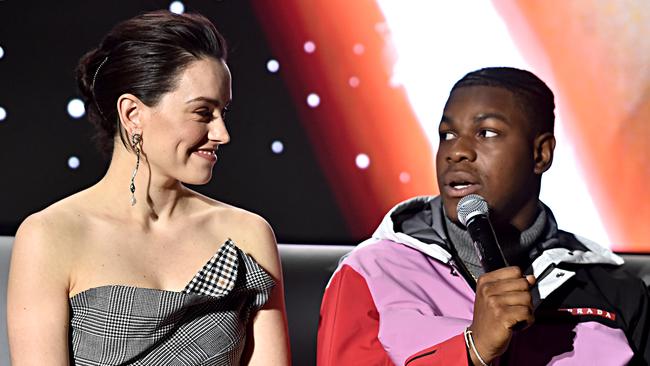 John Boyega says he will be friends for life with the other core members of the Star Wars cast, including Daisy Ridley, who plays Rey. Picture: Alberto E. Rodriguez/Getty Images for Disney