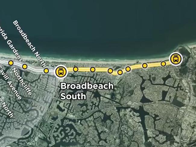 Gold Coast Light Rail Stage 3A artist impressions and stations between Broadbeach and Burleigh Heads