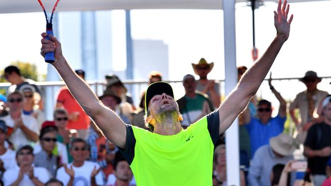 Croatia's Ivo Karlovic is reaching for the sky and could do some real damage. Picture: AFP