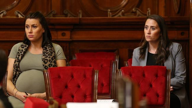 Natalie and Jacqui Gray look on during the Voluntary Assisted Dying Bill debate in the Legislative Council. Picture: Zak Simmonds