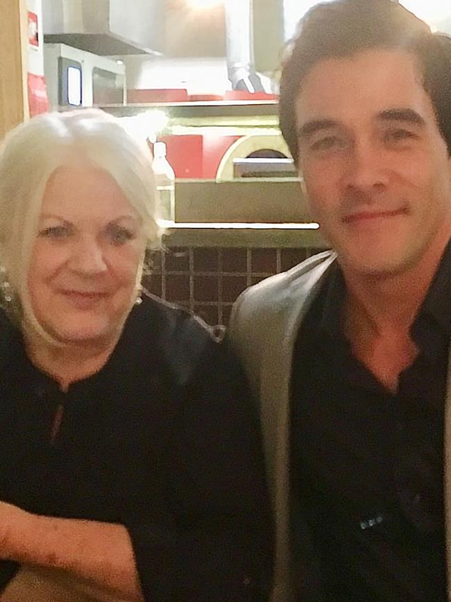 Home And Away star James Stewart with his mum Beve who's a super fan of the show and will often ring him to try and get the goss. Picture: Supplied