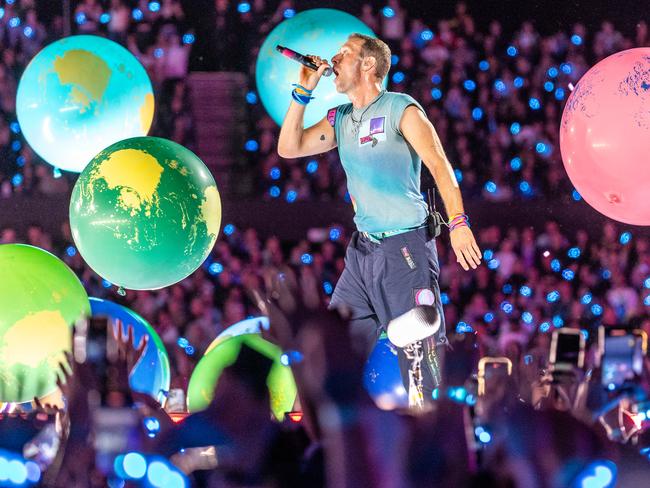 Coldplay perform at Marvel Stadium. Picture: Jake Nowakowski