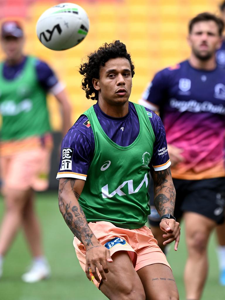 Tristan Sailor is looking at one month in the No.1 jumper for Brisbane after an injury to Reece Walsh. (Photo by Bradley Kanaris/Getty Images)