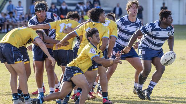 Action from last season’s Langer clash between Mabel Park SHS and St Mary's College. Picture: Nev Madsen.