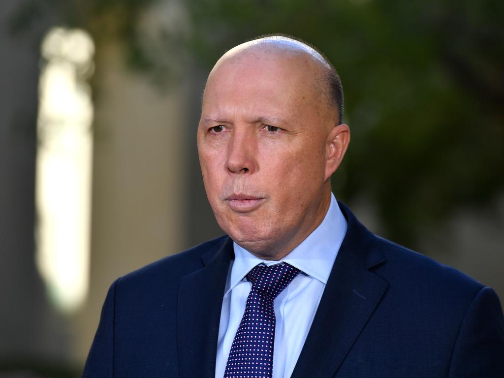Minister for Home Affairs Peter Dutton says the idea of reopening borders is still “some time off”. Picture: AAP/Mick Tsikas.