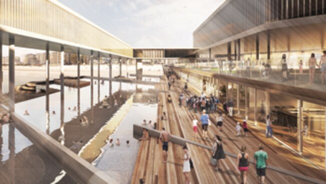 Public baths would be included as part of the $110m vision. Picture: Mott MacDonald