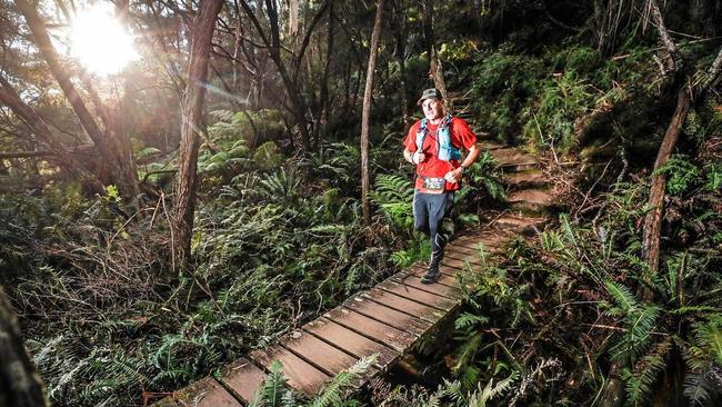 RUNNING MAN: Shaun Cavanough competes in the 2019 Ultra-Trail Australia 100 - a 100km ultra marathon across the Blue Mountains. Picture: Sportograf