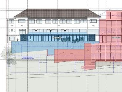 The eastern elevation showing the works proposed for the Pacific Hotel at Yamba.