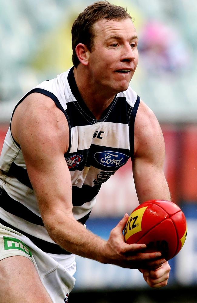 Cat Steve Johnson will be central to Geelong’s premiership chances. Picture: Wayne Ludbey