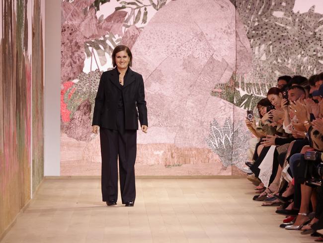 Maria Grazia Chiuri acknowledges the applause of the audience after the Christian Dior Haute Couture Fall/Winter 2023/2024 show. Picture: Getty Images