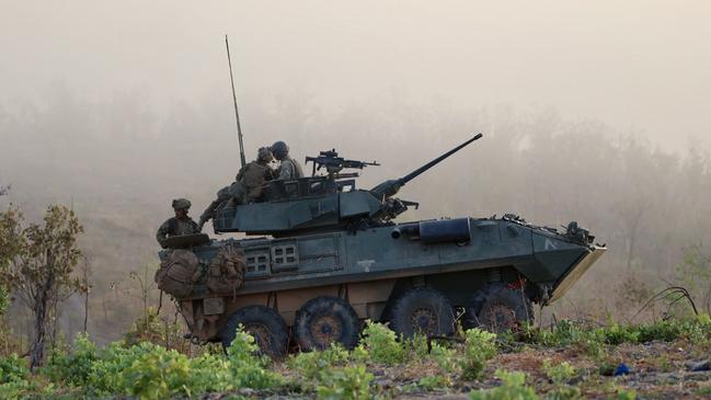 A US light armoured vehicle joins the battle. Picture: Supplied.