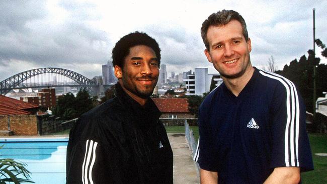 Kobe Bryant with Andrew Gaze in Sydney in 2008. Picture: Supplied