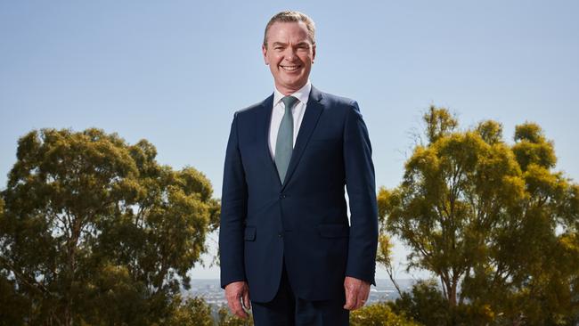 Pyne overlooking Adelaide at the Skye Lookout. Picture: Matt Loxton