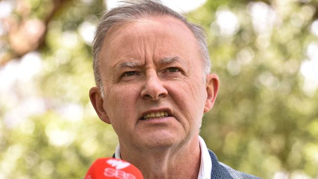 Labor leader Anthony Albanese will use the example of Sydney’ s inner west light rail failures to argue why more manufacturing should occur in Australia. Picture: NCA NewsWire / Flavio Brancaleone