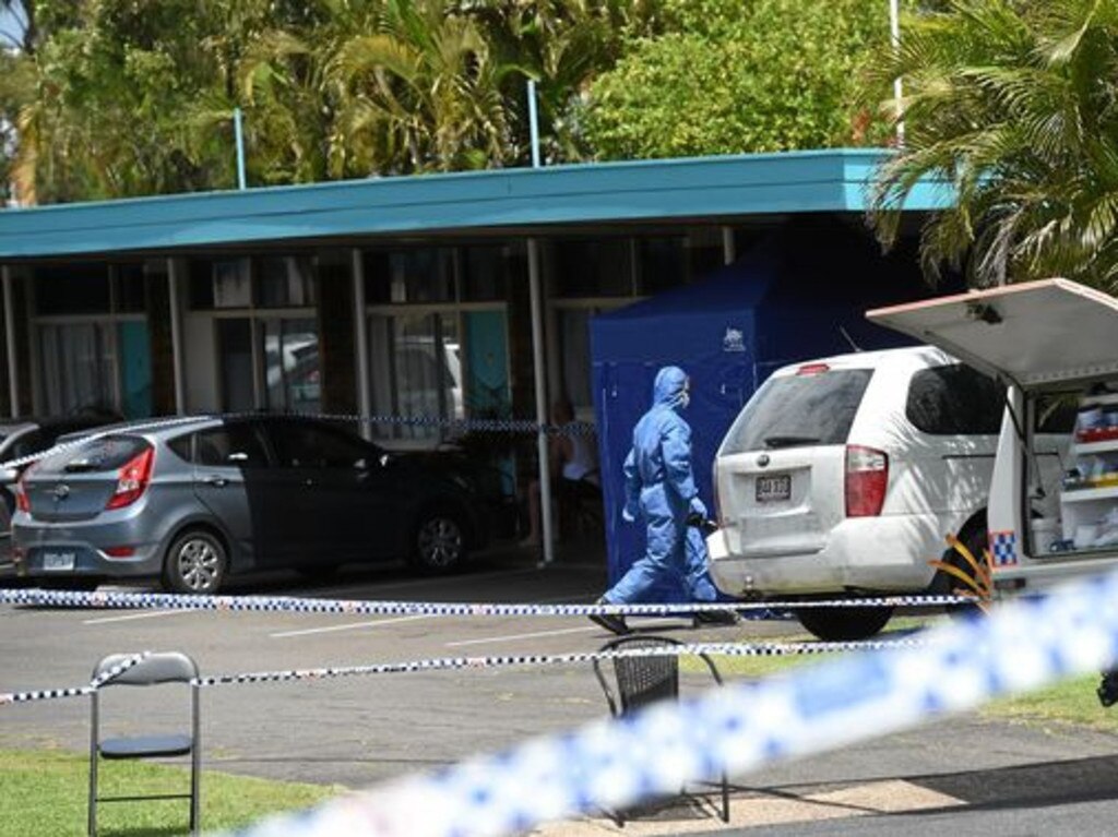 Forensic officers at the scene of the murder at Maryborough City Motel. Photo: Fraser Coast Chronicle