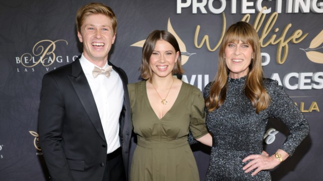 (L-R) Robert Irwin, Bindi Irwin and Terri Irwin attend the Steve Irwin gala to support the Wildlife Warriors conservationist organization at Bellagio Resort & Casino on May 11, 2024 in Las Vegas, Nevada. Picture: Ethan Miller/Getty Images