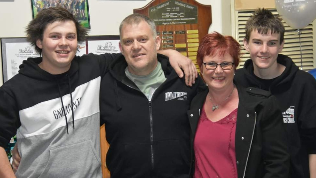 Cancer survivor Geoff Lewellin, second from left, with wife Jeanette and his sons Jesse, left, and Tyler, right.