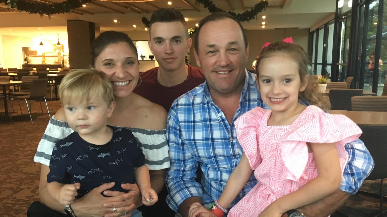 Gwen Cherne with her late husband Peter and children Lachlan, Thomas and Emily.