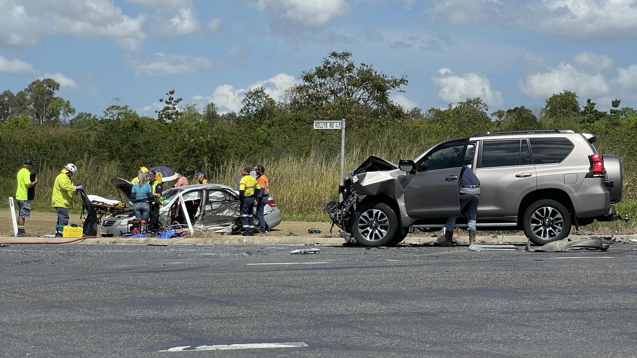 Four people have been injured in a crash on the Peak Downs Highway in Walkerston. Photo: Fergus Gregg