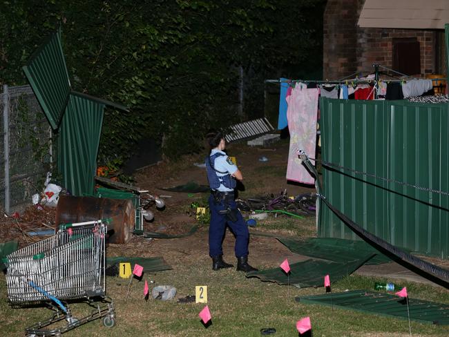 The crash scene at the house in Constitution Hill where Tateolena Tauaifaga in was killed. Picture: Bill Hearne