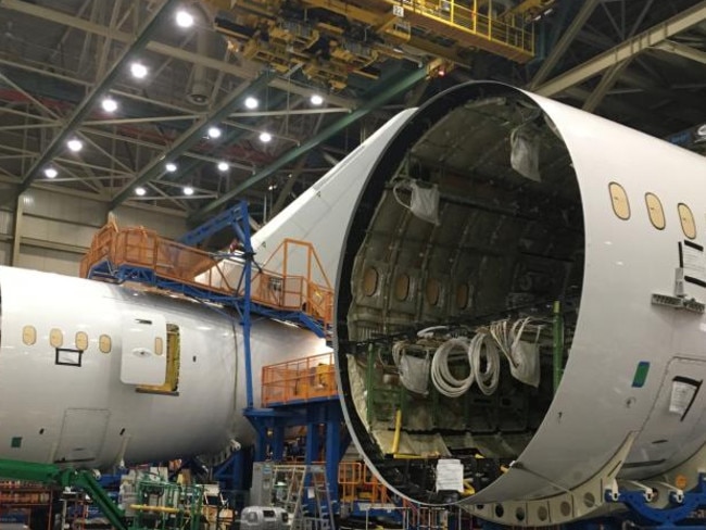 Building a 787 Dreamliner at the Boeing factory in Seattle. Picture: Robyn Ironside